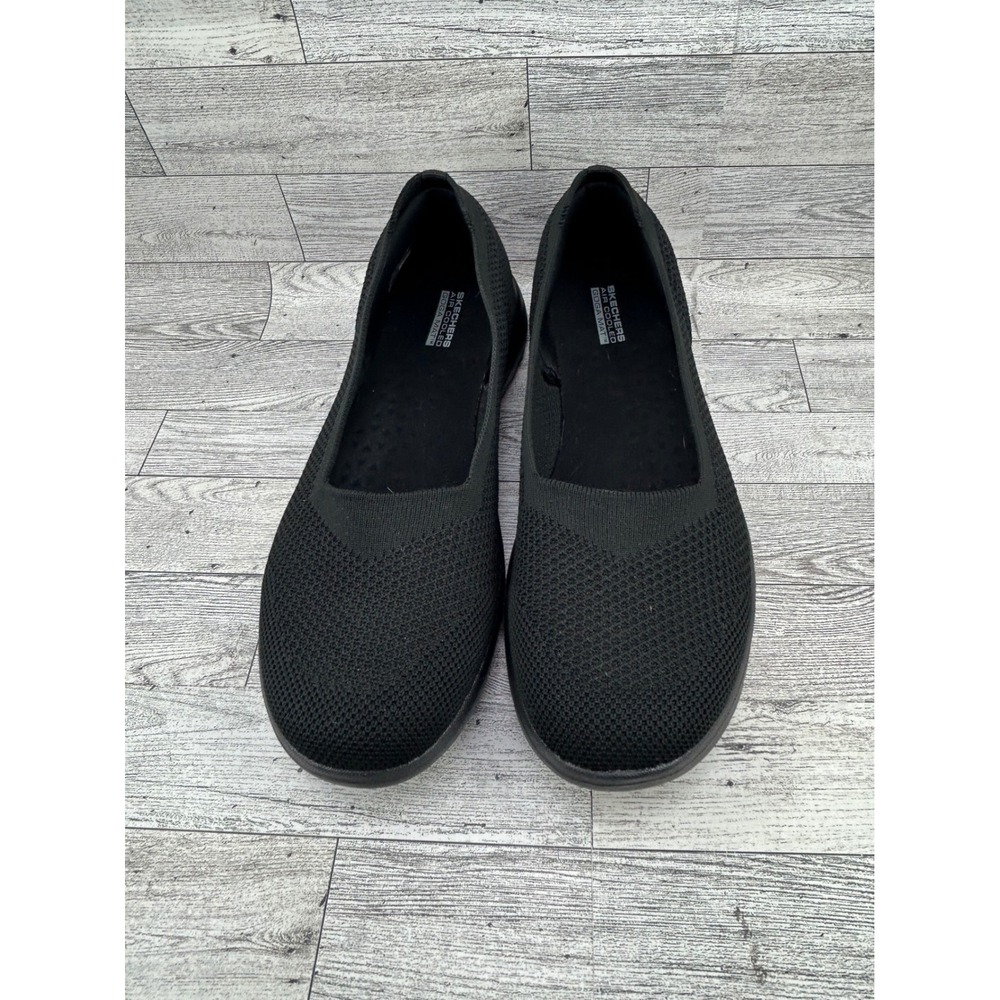 Skechers Womens Black Mesh‎ Slip On Ballet Flats Goga Mat Ultra Go Size 11